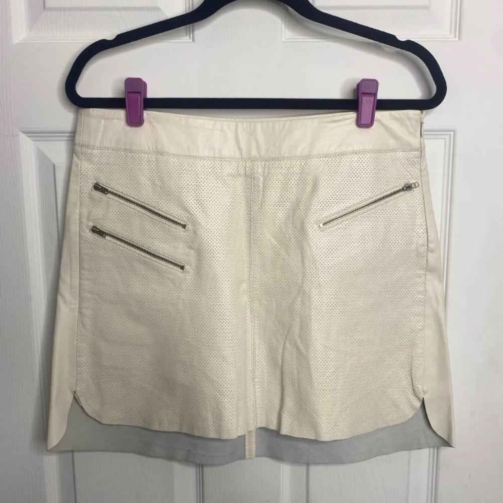 Pam & Gela Cream Sheep Leather Skirt